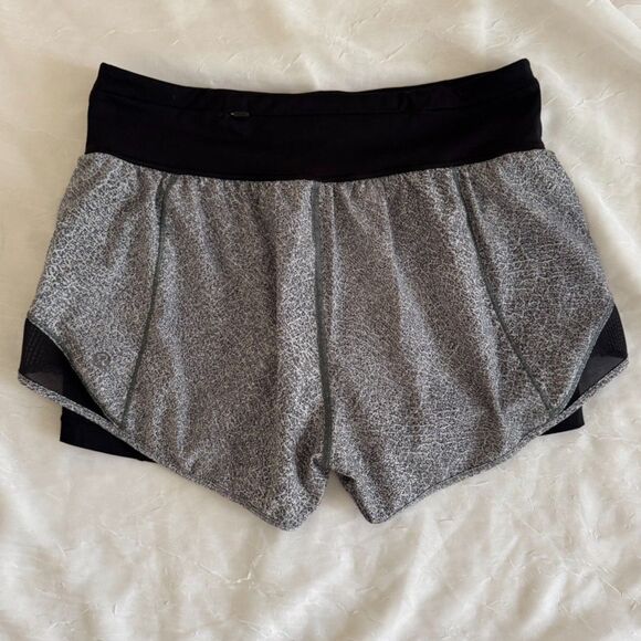 Size 8 Lululemon Black & Grey Run Shorts Excellent Pre-Loved Condition - Picture 1 of 5